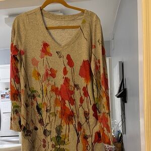 Soft Surroundings Floral V-Neck Sweater